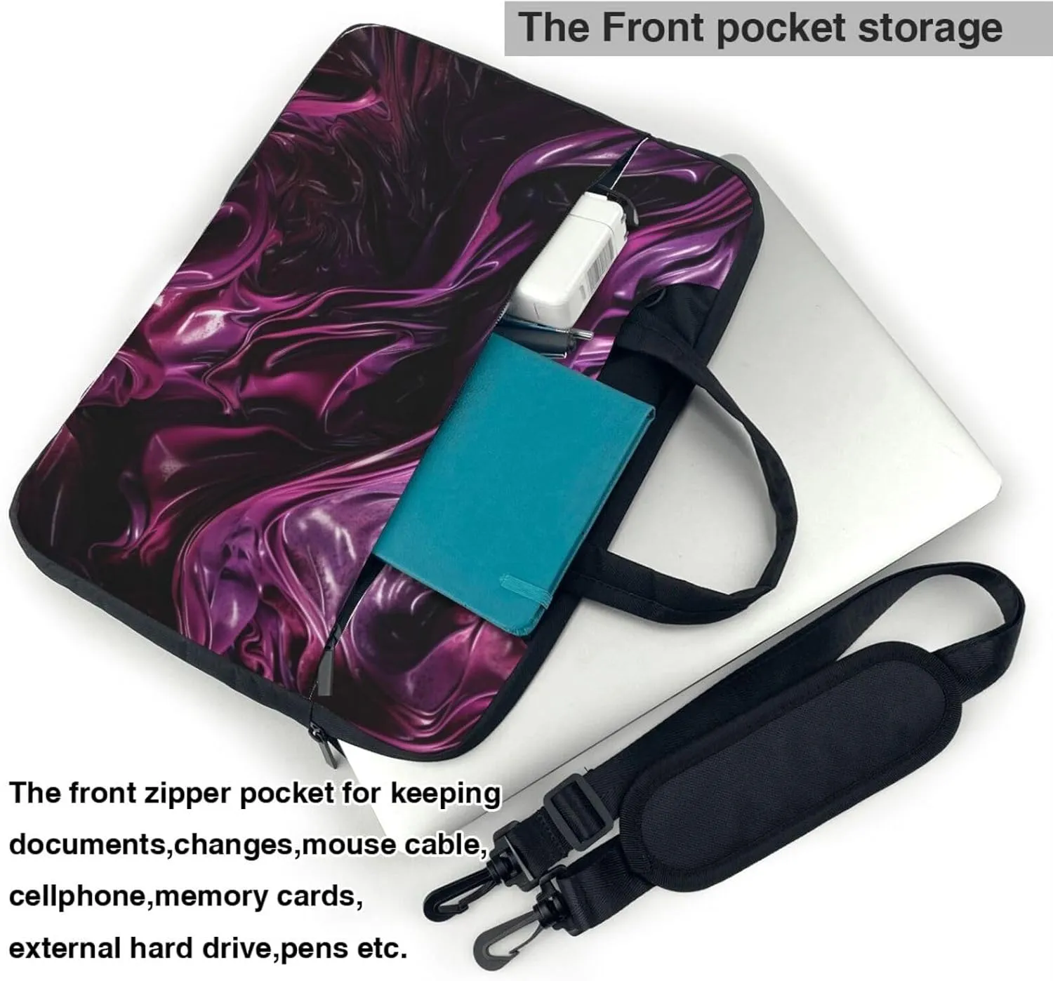 Purple Pigment Laptop Bag Laptop Messenger Shoulder Bag Travel Computer Bag for Women Men