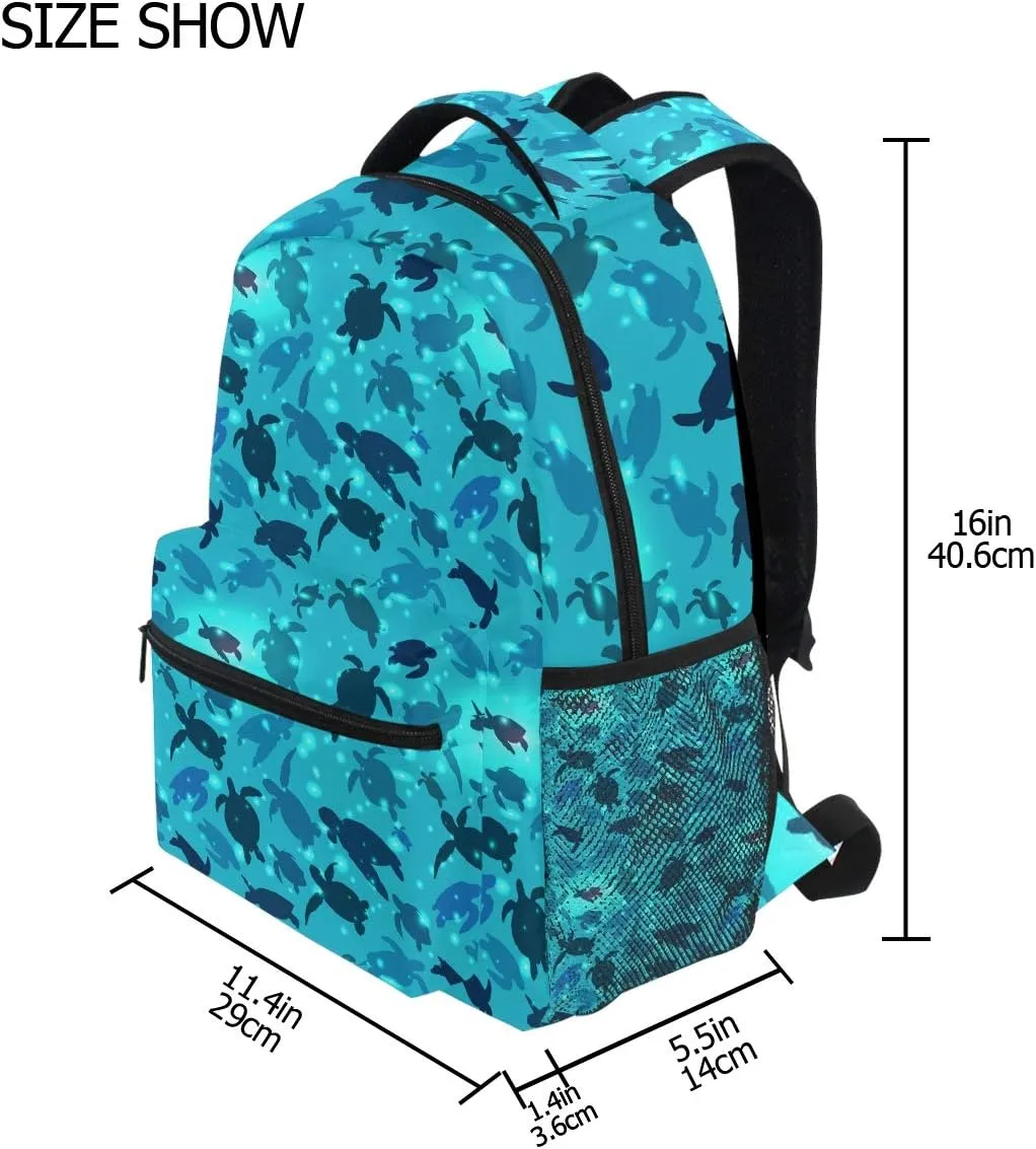 Qilmy Sea Turtle Laptop Backpack Waterproof College Students Bookbags Middle School Bookbag Computer Daypack for Teen Boys Girls