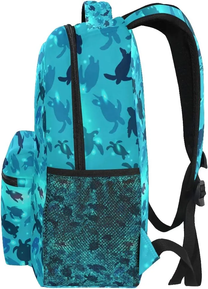 Qilmy Sea Turtle Laptop Backpack Waterproof College Students Bookbags Middle School Bookbag Computer Daypack for Teen Boys Girls
