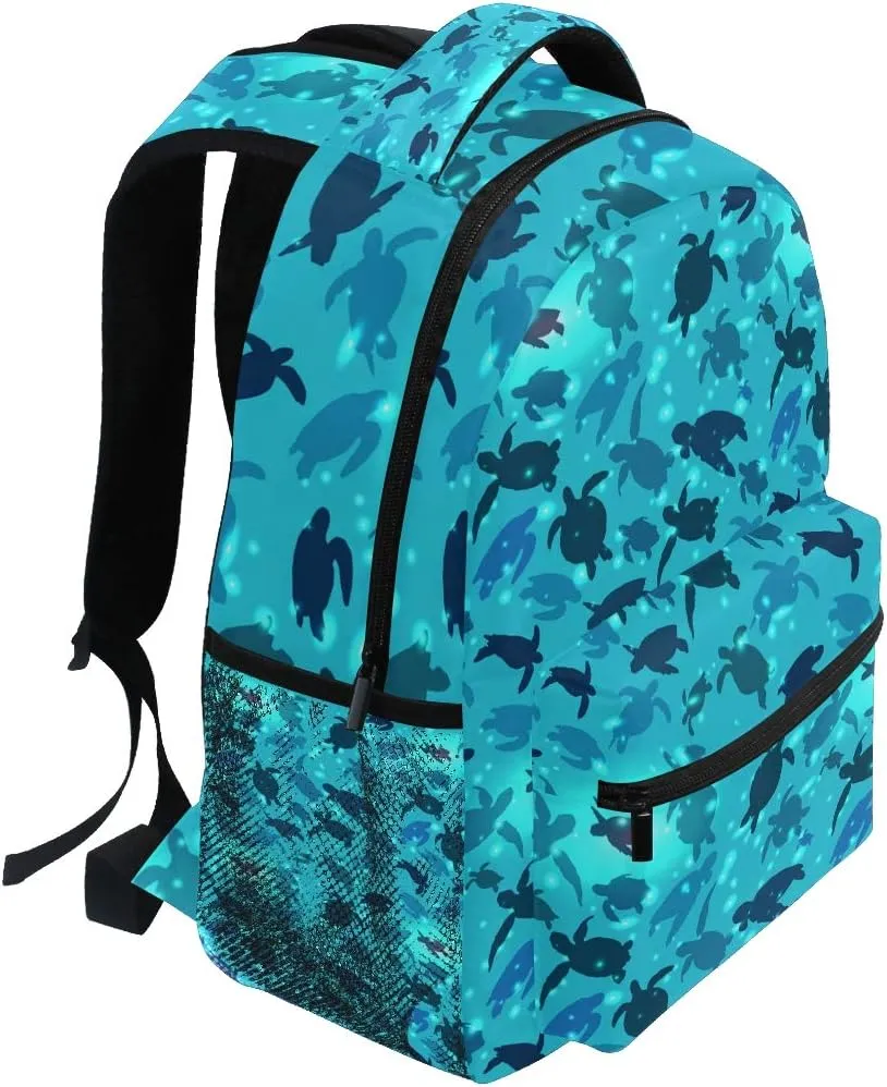 Qilmy Sea Turtle Laptop Backpack Waterproof College Students Bookbags Middle School Bookbag Computer Daypack for Teen Boys Girls