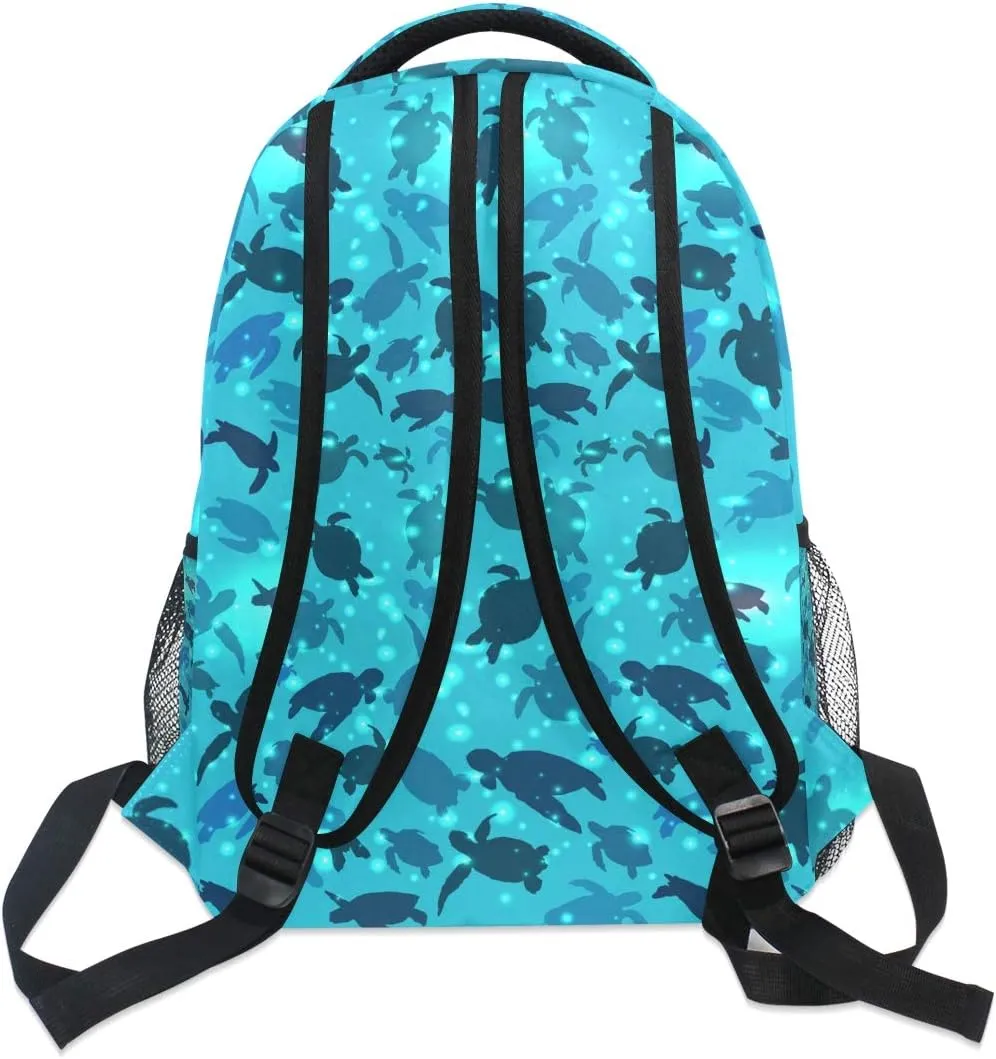 Qilmy Sea Turtle Laptop Backpack Waterproof College Students Bookbags Middle School Bookbag Computer Daypack for Teen Boys Girls