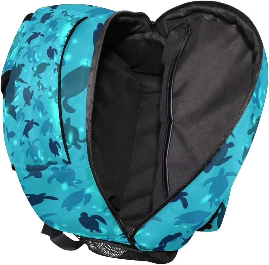 Qilmy Sea Turtle Laptop Backpack Waterproof College Students Bookbags Middle School Bookbag Computer Daypack for Teen Boys Girls