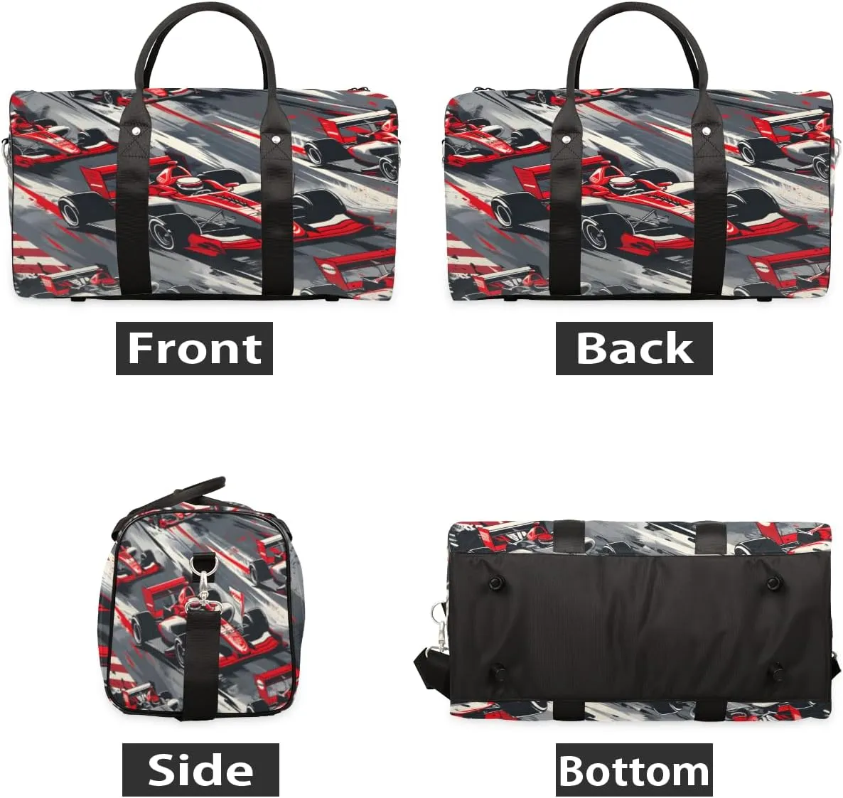 Racing Car Travel Duffle Bag, Sports Gym Bags for Women Men, Carry On Weekender Overnight Bag, Race Car Workout Hospital Airplane Trips Bag