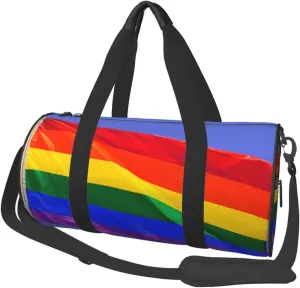 Rainbow Flag Printed Sports Gym Bag for Men Women Foldable Duffel Bag Carry On Weekender Bag for Travel Sports
