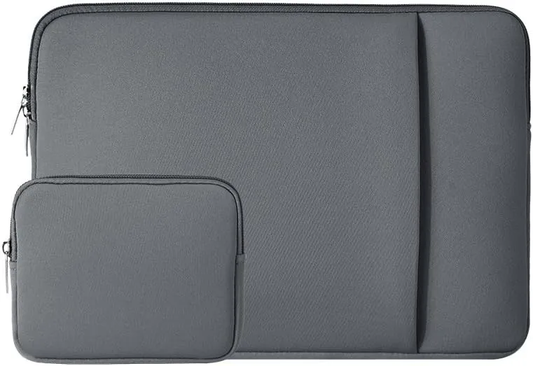 RAINYEAR 14 Inch Laptop Sleeve Case Protective Soft Padded Zipper Cover Carrying Computer Bag with Front Pocket & Accessories Pouch, Compatible with 14" Notebook Chromebook Tablet Ultrabook (Gray)