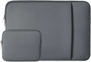 RAINYEAR 14 Inch Laptop Sleeve Case Protective Soft Padded Zipper Cover Carrying Computer Bag with Front Pocket & Accessories Pouch, Compatible with 14" Notebook Chromebook Tablet Ultrabook (Gray)