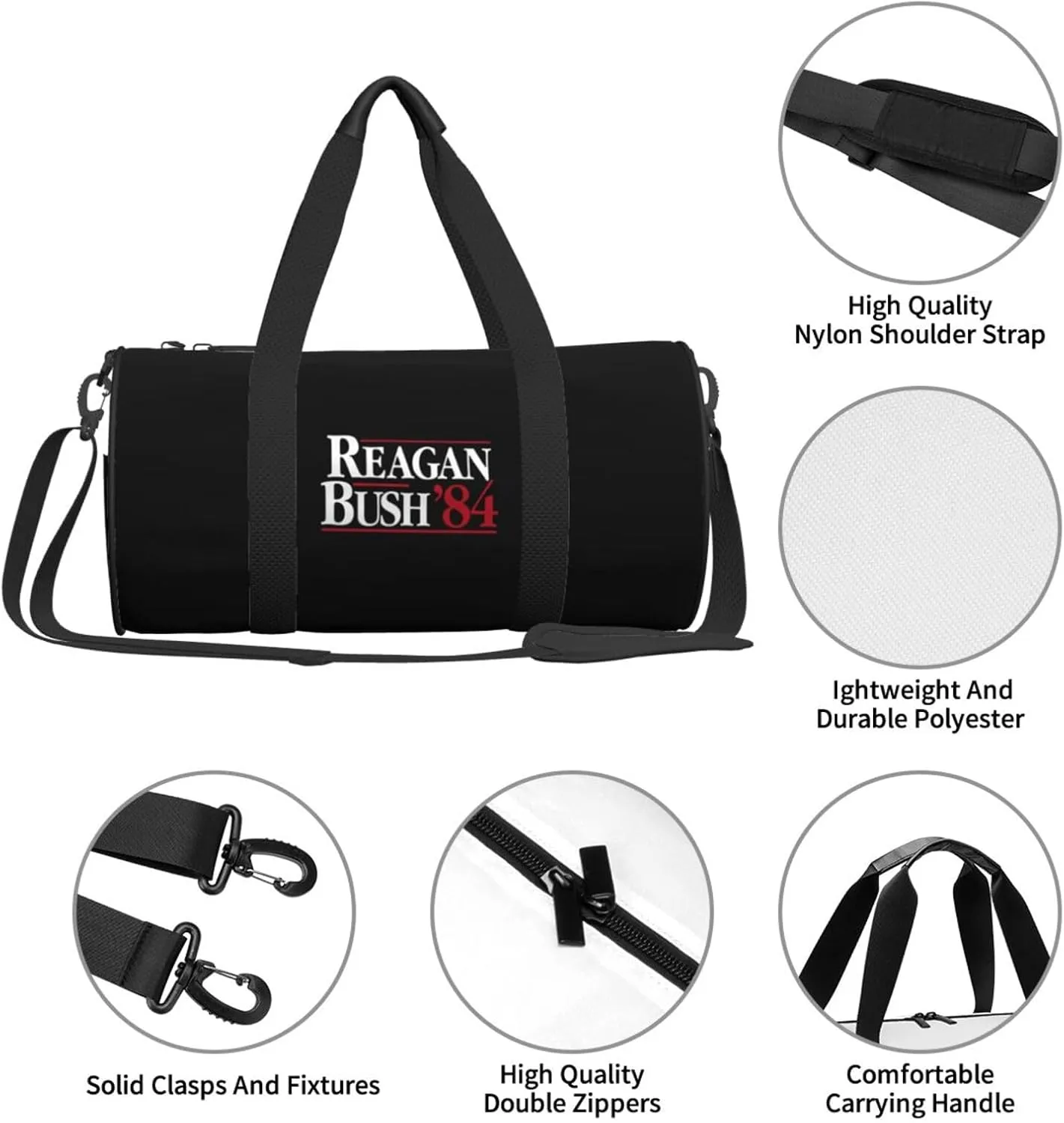 Reagan Bush 84 Travel Luggage Duffel Bag Sports Rolling Foldable Duffel Bag, Black