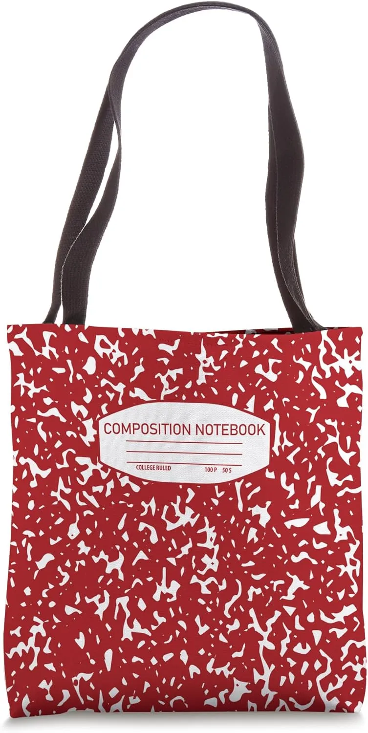 Red Composition Notebook Pattern Tote Bag