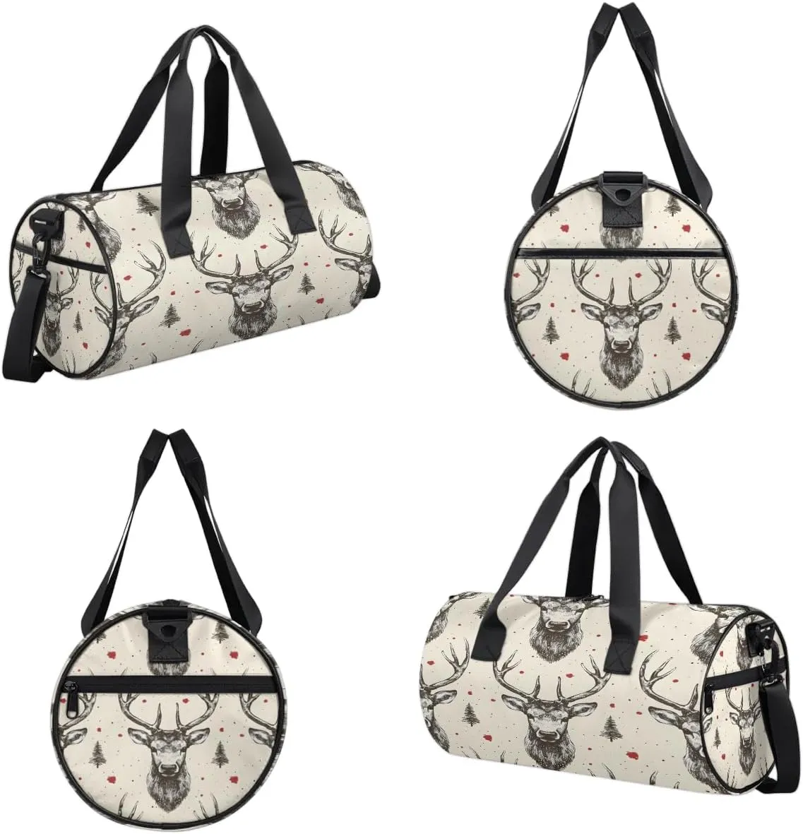 Retro Deer Print Gym Bag for Women Men Lightweight Weekender Travel Bag Stylish Duffle Bag for Gym Travel Overnight Carry On