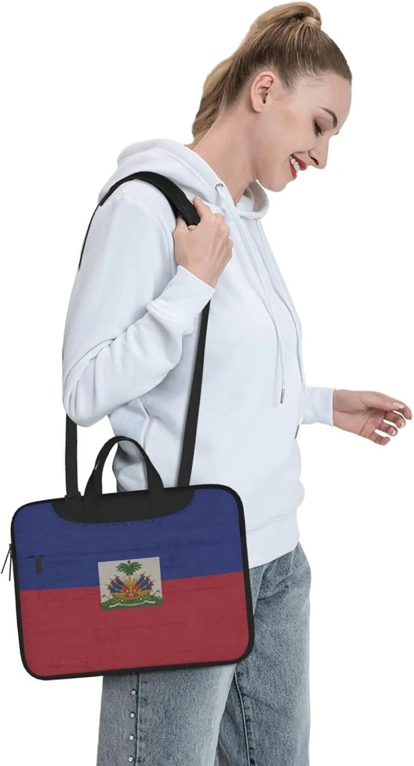 Retro Haiti Flag 3d Pattern Laptop Bag Shoulder Bag Computer Notebook Briefcase Messenger Bag