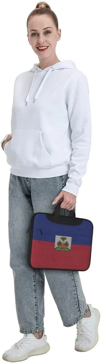 Retro Haiti Flag 3d Pattern Laptop Bag Shoulder Bag Computer Notebook Briefcase Messenger Bag