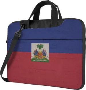 Retro Haiti Flag 3d Pattern Laptop Bag Shoulder Bag Computer Notebook Briefcase Messenger Bag