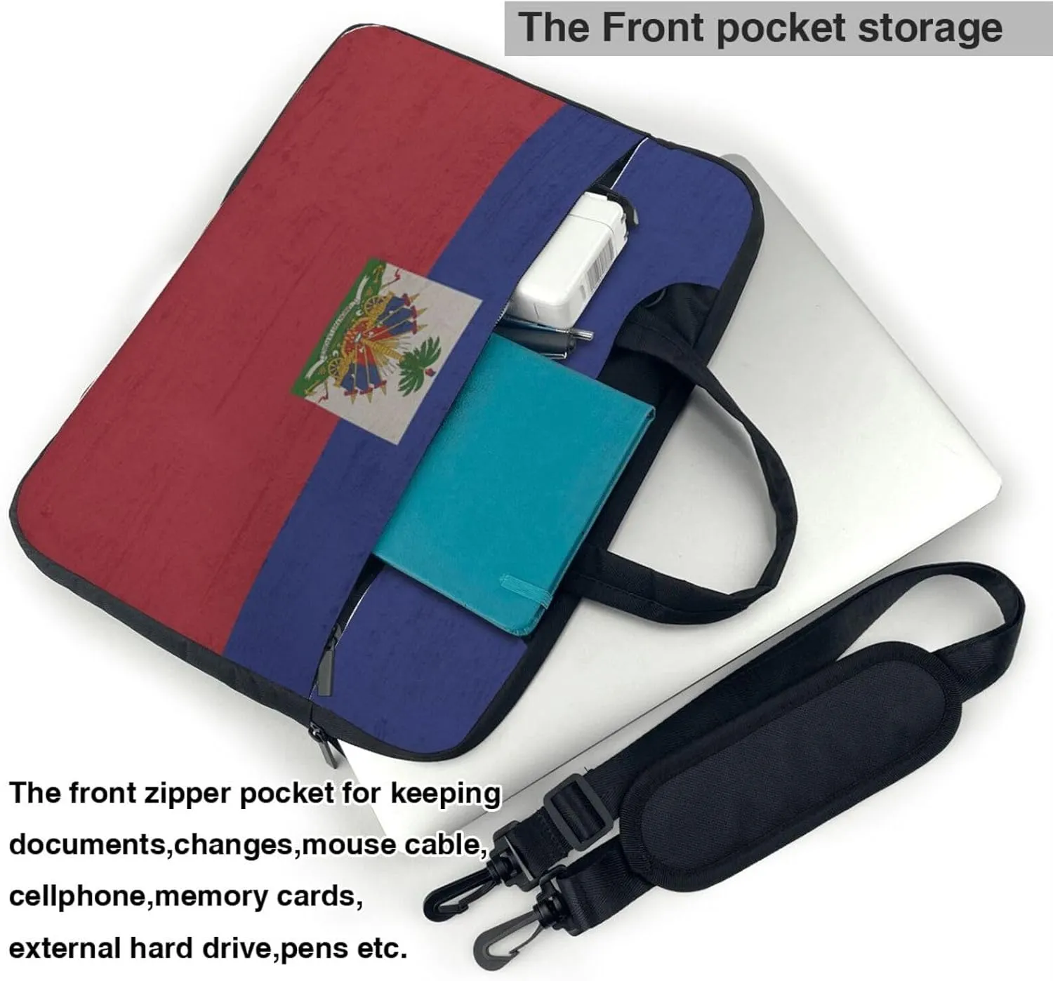 Retro Haiti Flag 3d Pattern Laptop Bag Shoulder Bag Computer Notebook Briefcase Messenger Bag