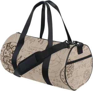 Retro Machines Mathematical Formulas Duffel Bag Canvas Travel Weekender Luggage Gym Handbag for Men Women