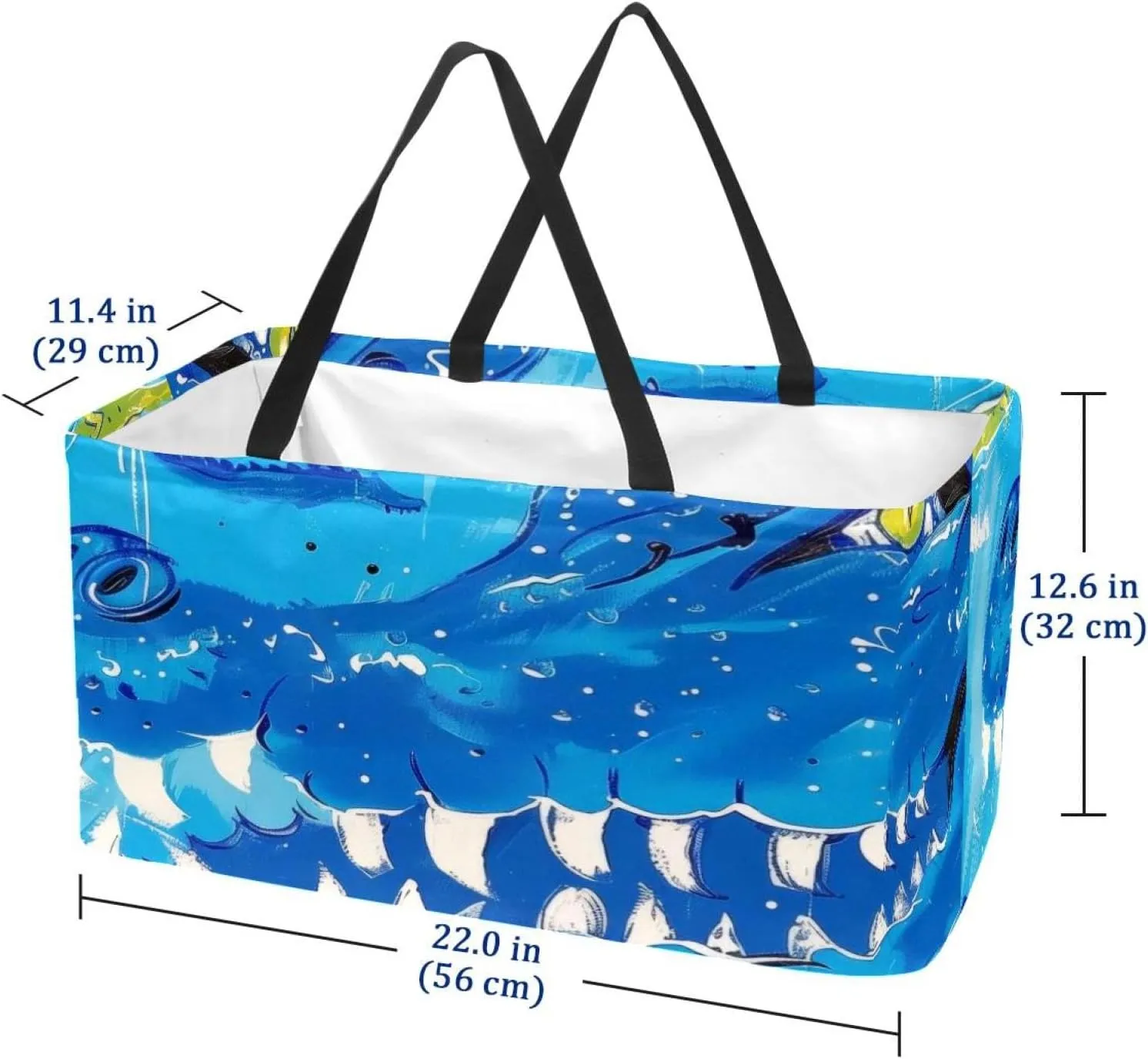 Reusable Grocery Bags Airplane Sky Plane with Dashed Path Lines Foldable Washable Storage Bins Basket Tote Bag
