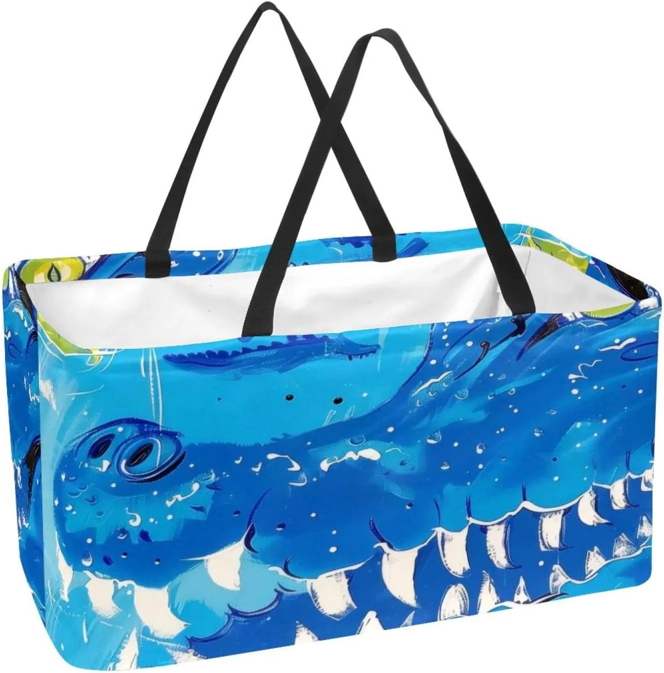 Reusable Grocery Bags Airplane Sky Plane with Dashed Path Lines Foldable Washable Storage Bins Basket Tote Bag