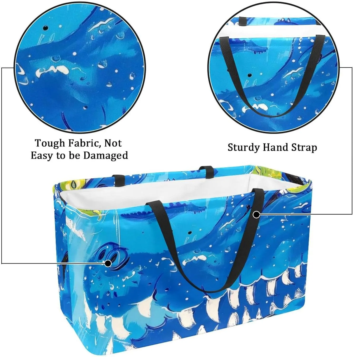 Reusable Grocery Bags Airplane Sky Plane with Dashed Path Lines Foldable Washable Storage Bins Basket Tote Bag
