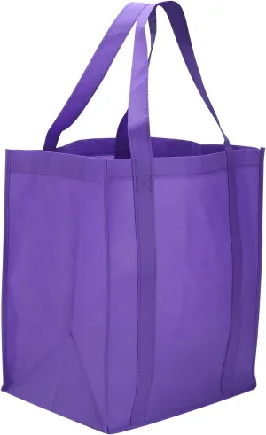 Reusable Reinforced Handle Grocery Tote Bag Large (10 Pack)Purple