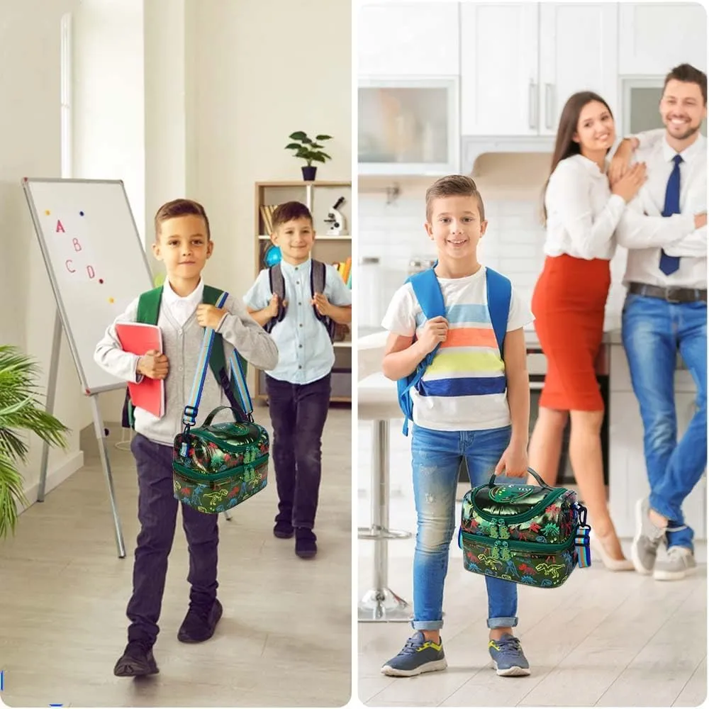 RHCPFOVR Kids Lunch Bag - Double - Decker Cooler Insulated Lunch Box for Boys Girls,Washable Lunch Bag and Reusable Toddler Lunchbox for School and Daycare