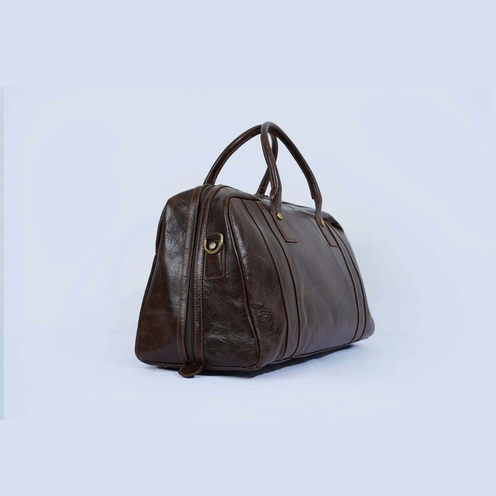 Riccardo Italian Leather Duffel - Coffee
