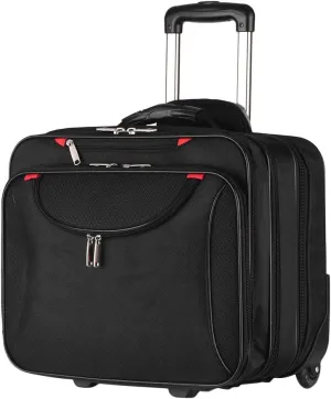Rolling Briefcase Rolling Laptop Bag Computer Case with Wheels Mobile Office Carry On Luggage for 14.1in 15.6in Business Notebook for Women Men