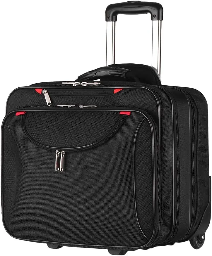 Rolling Briefcase Rolling Laptop Bag Computer Case with Wheels Mobile Office Carry On Luggage for 14.1in 15.6in Business Notebook for Women Men