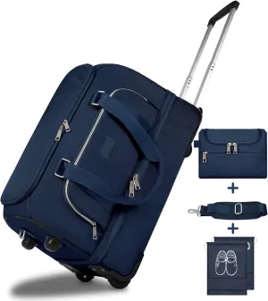 Rolling Duffel Bag for Men Women, ETRONIK Large Wheeled Weekender Bags with Wet Pocket and Shoes Compartment, Waterproof Carry on Overnight Bag with Toiletry Bag for Weekend Travel Business Trip