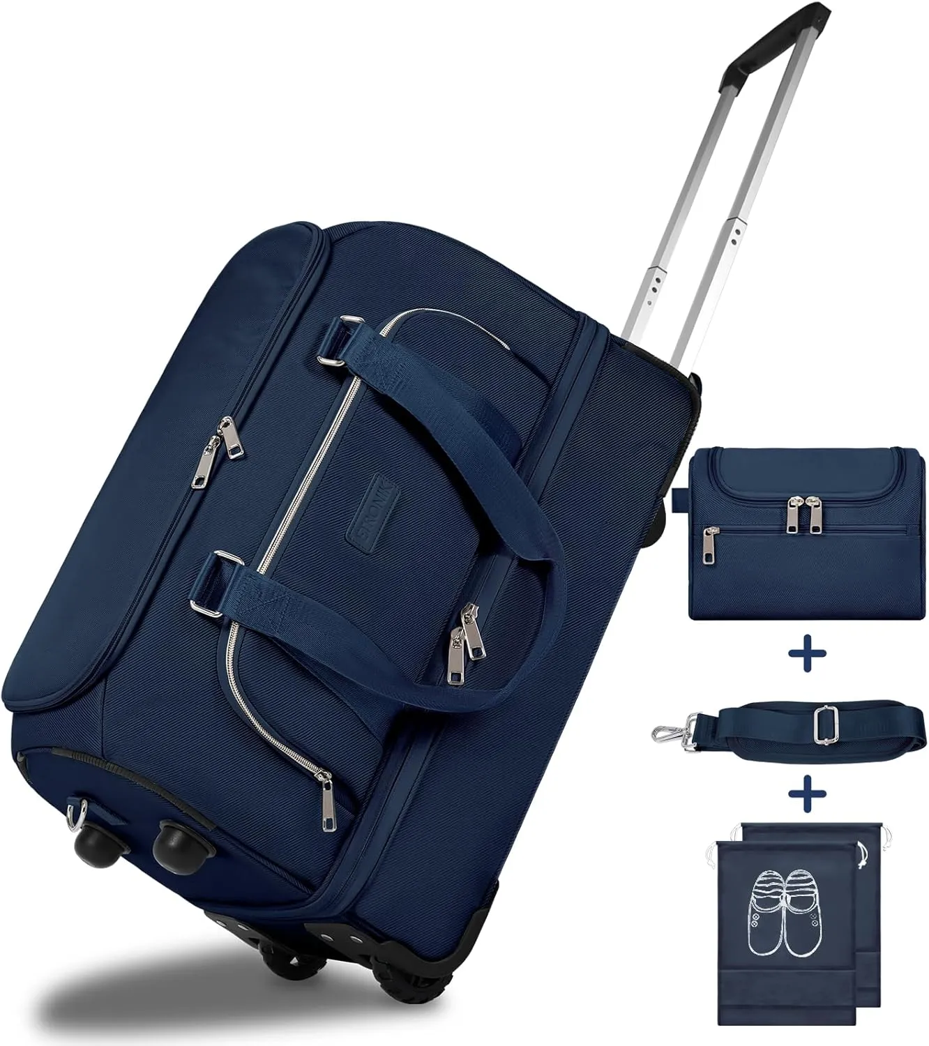 Rolling Duffel Bag for Men Women, ETRONIK Large Wheeled Weekender Bags with Wet Pocket and Shoes Compartment, Waterproof Carry on Overnight Bag with Toiletry Bag for Weekend Travel Business Trip