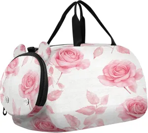 Roses Kids Overnight Sports Duffel Bags with Shoe Compartment & Wet Pocket Travel Sport Gym Bag for Girls Boys