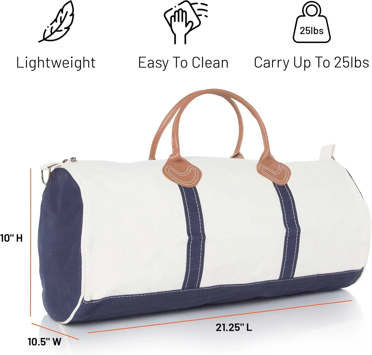Round Duffel Carry On Bag for Travel or Gym, Quality and Heavy Duty 20 oz Cotton