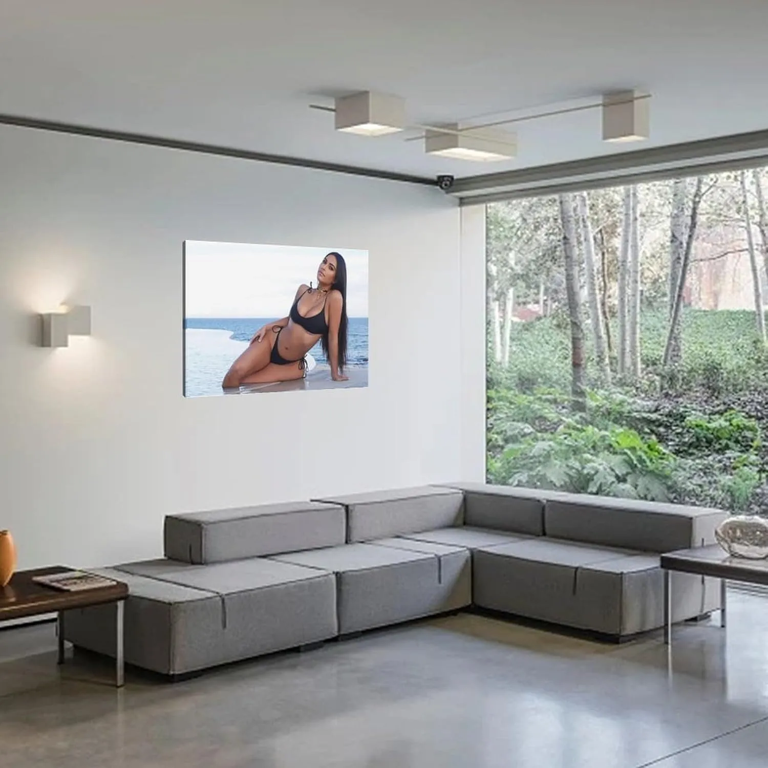 RUICAI Kim Kardashian Sexy Swimsuit Poster Canvas Poster Wall Art Decor Print Picture Paintings for Living Room Bedroom Decoration Frame-style 24x16inch(60x40cm)
