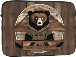 Rustic Lodge Bear Soft Interior,Stylish Protection,Laptop Bag,Available in Five Sizes,Provides Perfect Protection for Your Devices,Computer Inner Bag