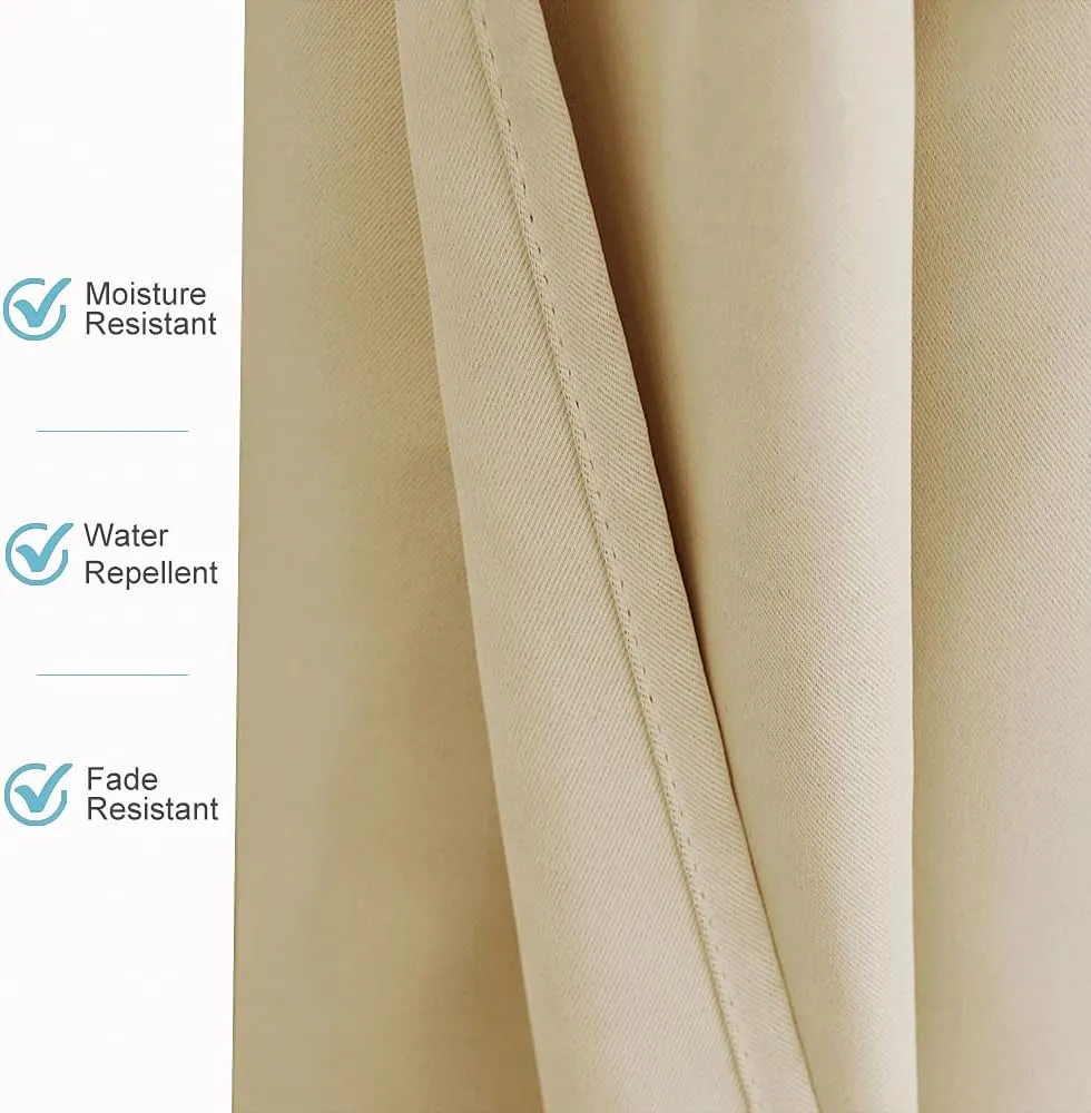 RYB HOME Patio Curtains Outdoor Canvas Curtain, Summer Heat UV Shade Blind for Gazebo Outdoor Dining Area Pavilion Decor, 100 inch Width x 108 inch Length, 1 Panel, Biscotti Beige