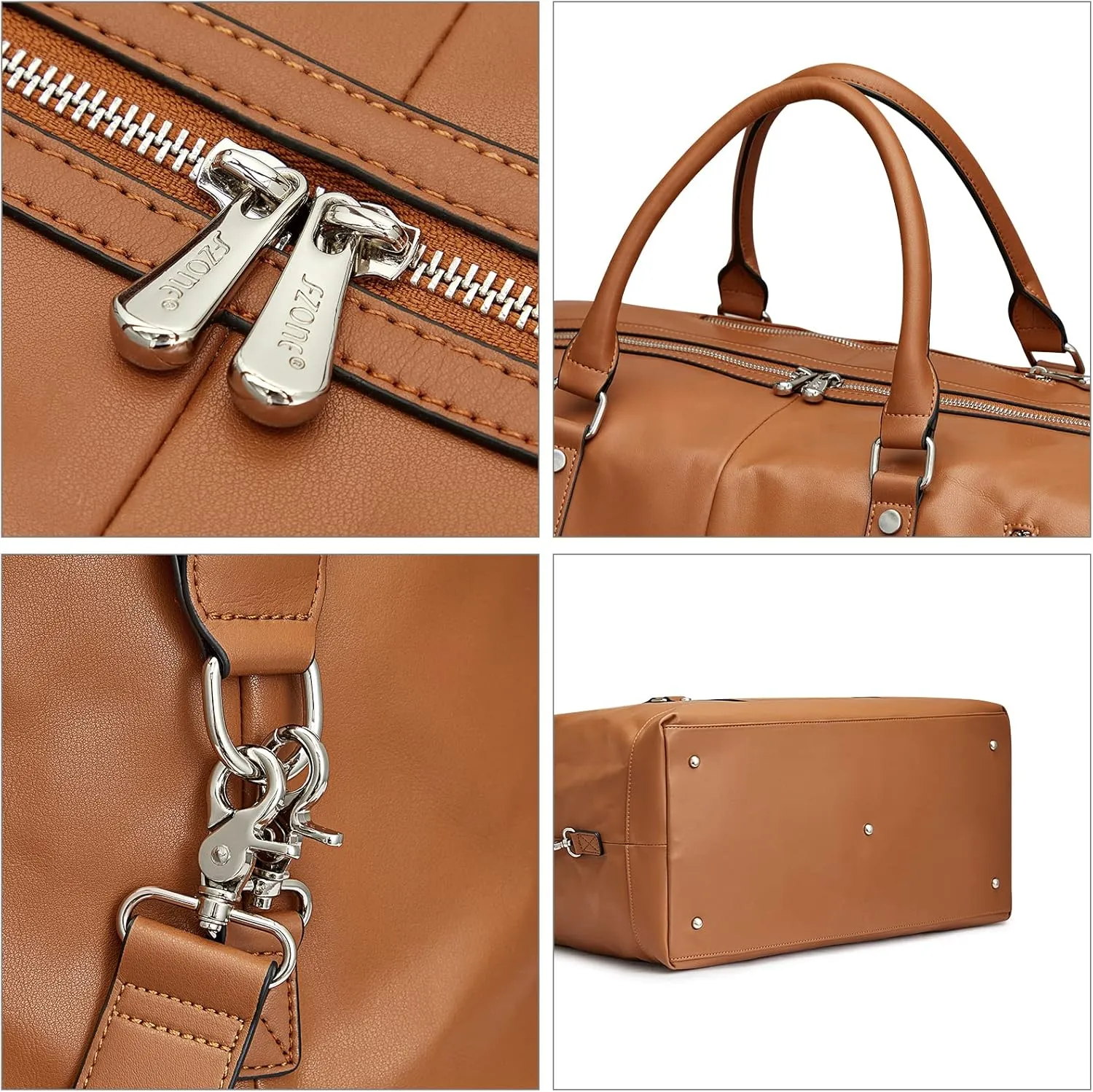 S-ZONE Genuine Leather Women Travel Duffle Weekender Overnight Weekend Carry on Shoulder Tote Bag