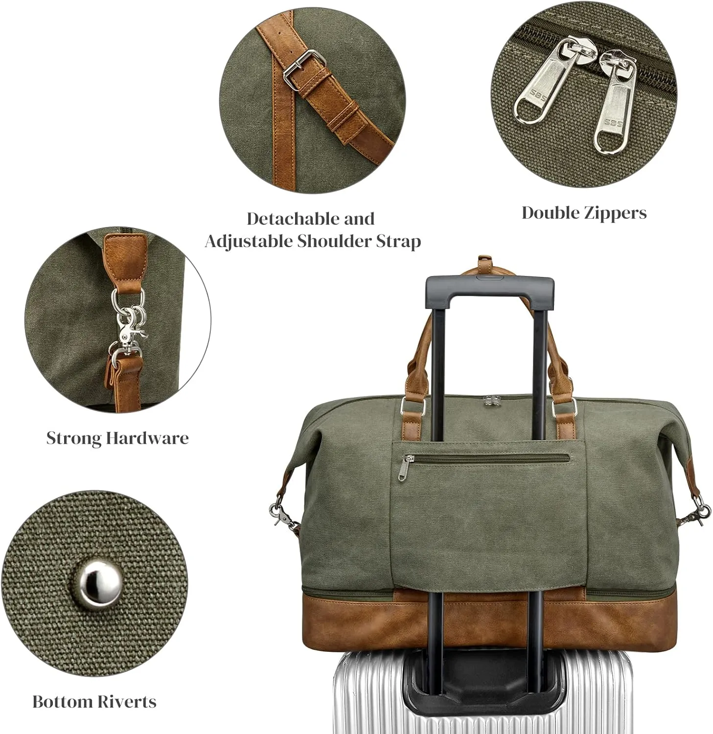 S-ZONE Weekender Bags for Women and Men Travel Duffel Bags with Shoe Compartment Overnight Carry on Duffle Tote Bag