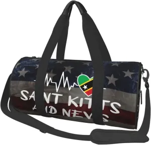 Saint Kitts And Nevis Heartbeat Duffel Bag Gym Bag Travel Sports Tote Large Foldable Beach Swim Yoga5