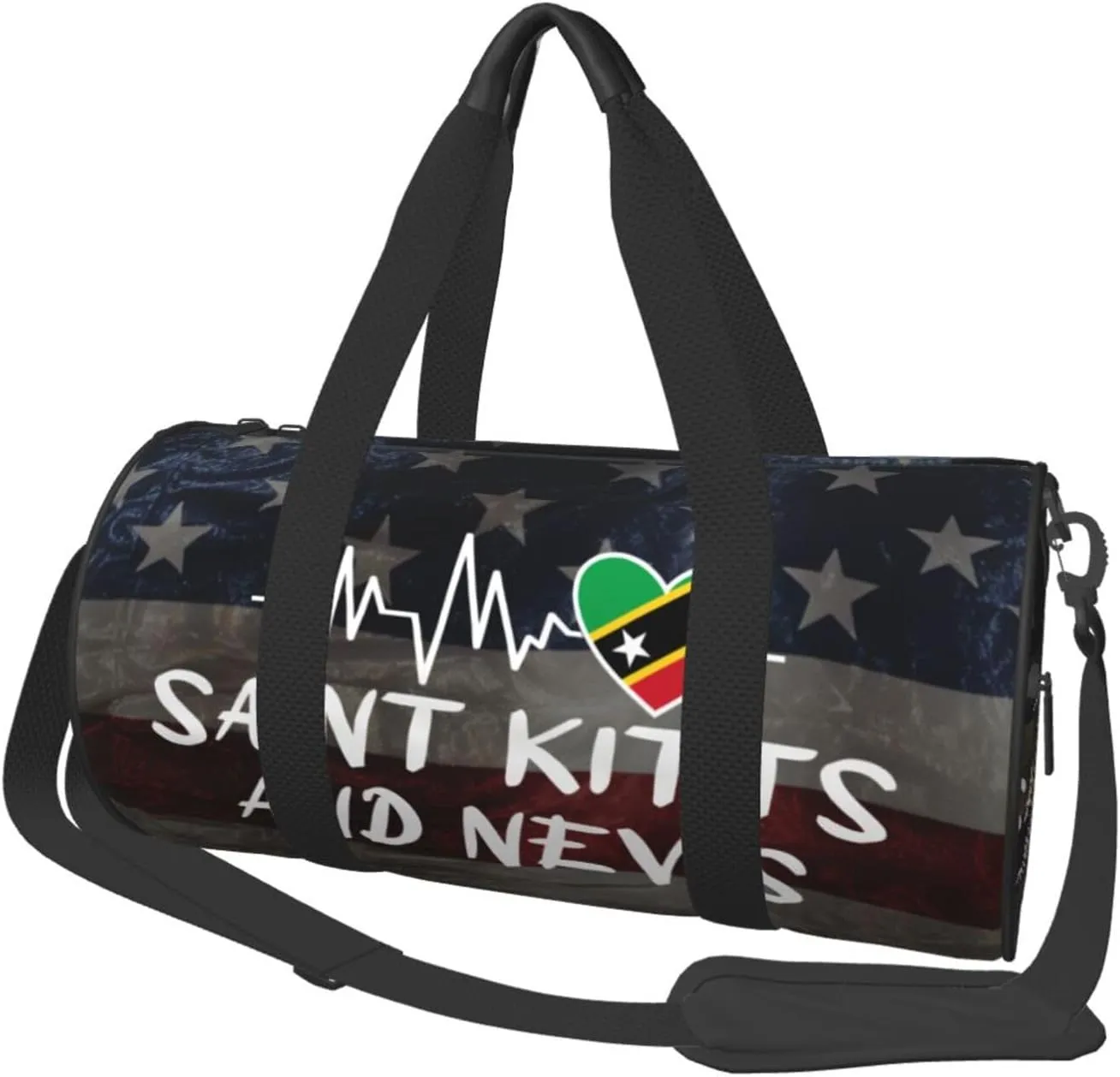 Saint Kitts And Nevis Heartbeat Duffel Bag Gym Bag Travel Sports Tote Large Foldable Beach Swim Yoga5