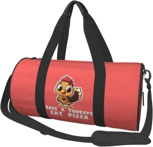 Save A Turkey Eat Pizza Thanksgiving Turkey Duffel Bag Gym Bag Travel Sports Tote Large Foldable Beach Swim Yoga6