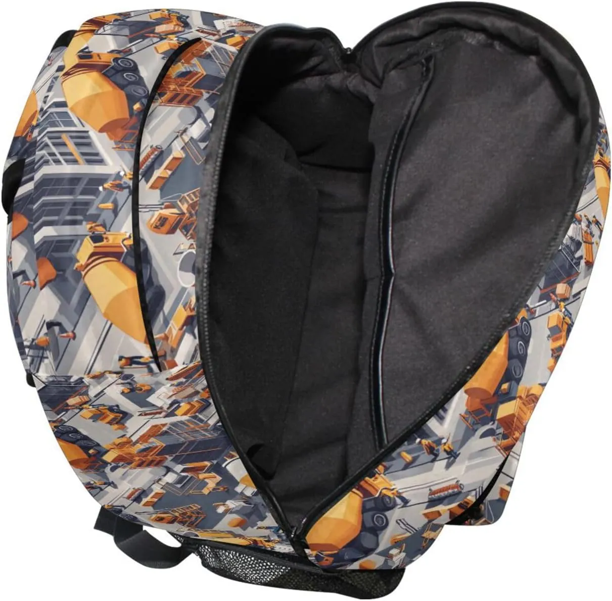 School Backpack for Men Women Waterproof Business Work Bag with Chest Strap Gift Men & Women Construction Scene Concrete Mixer Truck