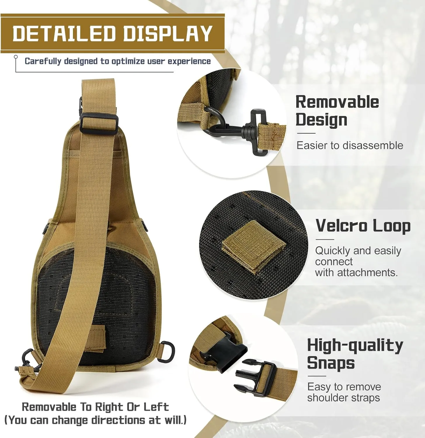 SEAFEW Tactical Chest Pack Backpack, Carry Shoulder Sling Bag for Men, Waterproof Military Cross-body Molle Backpack for Outdoor, Range, Travel, Hiking, Khaki
