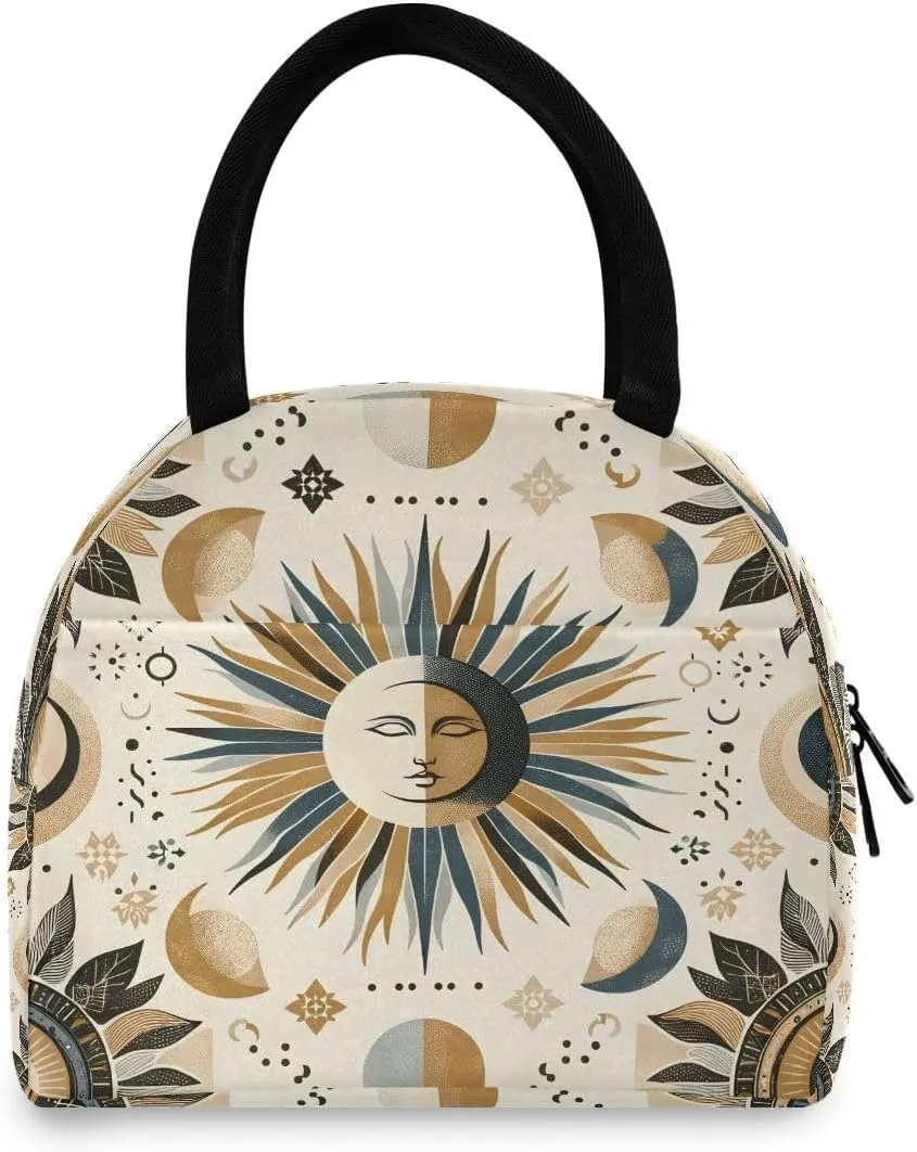 senya Lunch Bag Tote Bag Picnic Travel Cooler Lunch Holder Graffiti Sun Moon Lunch Handbags Box