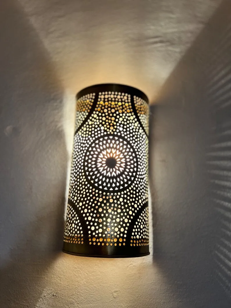 Set of Two Moroccan Wall Lights – Handmade Brass Wall Sconces, Art Décor Light Fixtures