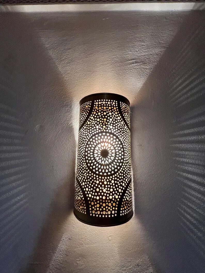 Set of Two Moroccan Wall Lights – Handmade Brass Wall Sconces, Art Décor Light Fixtures