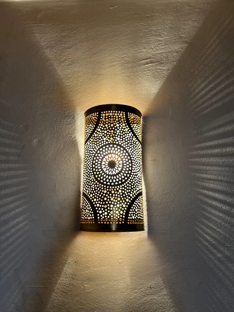 Set of Two Moroccan Wall Lights – Handmade Brass Wall Sconces, Art Décor Light Fixtures