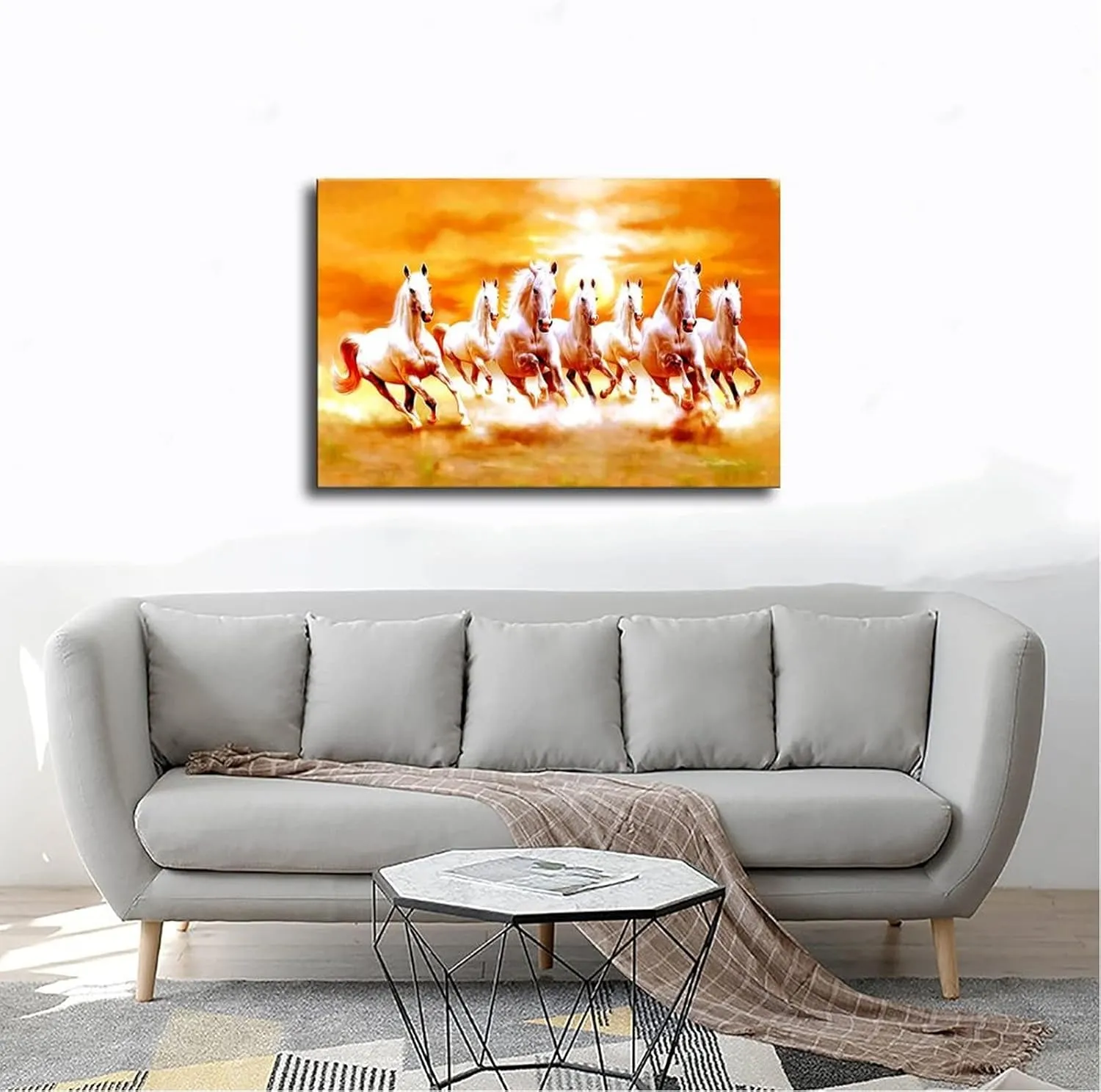 Seven Lucky Running Wild Horses Wall Art Running Horses Wall Art Animal Posters 08 Canvas Poster Wall Art Decor Print Picture Paintings for Living Room Bedroom Decoration Unframe-style 12x18inch(30