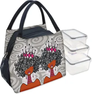 Shades of Color African American Lunch Bag, Reusable, Insulated, with Shoulder Strap, for Hiking, Picnic, Beach, Office—Perfect Gift for Black Women
