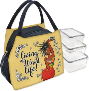 Shades of Color African American Lunch Bag, Reusable, Insulated, with Shoulder Strap, for Hiking, Picnic, Beach, Office—Perfect Gift for Black Women