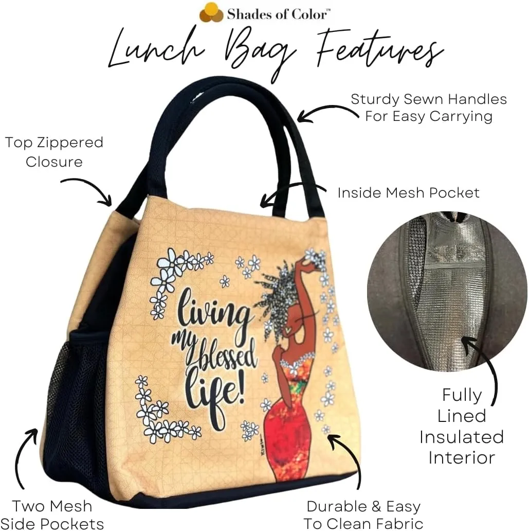 Shades of Color African American Lunch Bag, Reusable, Insulated, with Shoulder Strap, for Hiking, Picnic, Beach, Office—Perfect Gift for Black Women