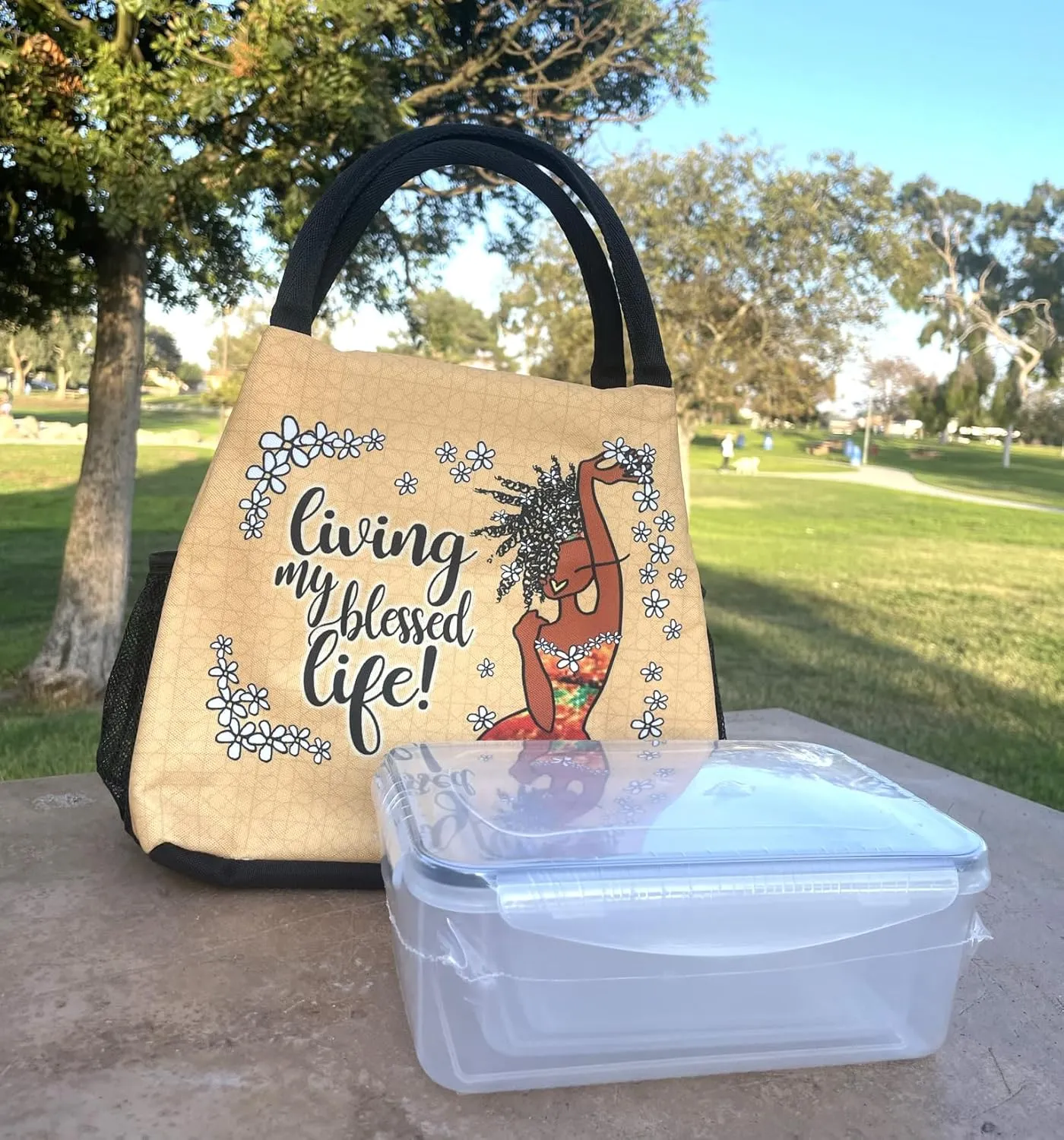 Shades of Color African American Lunch Bag, Reusable, Insulated, with Shoulder Strap, for Hiking, Picnic, Beach, Office—Perfect Gift for Black Women