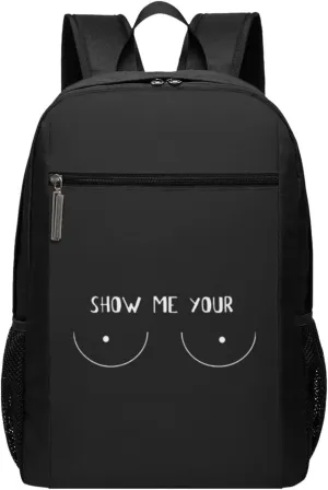 Show Me Your Boobs Travel Laptop Backpack, Business Anti Theft Slim Sturdy Laptops Backpacks, College Computer Bag Gift for Men & Women Fits 17 Inch Notebook,Black